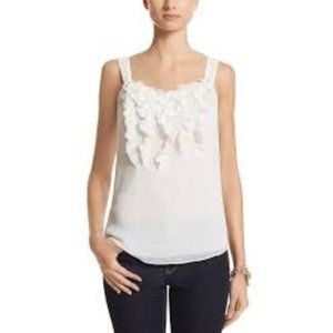 White House Black Market Rosette and Ruffle Shell Camisole